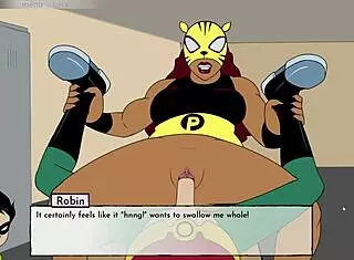 18titans part 12 features cumming on blackfire in hentai anime with black teen cartoon game.