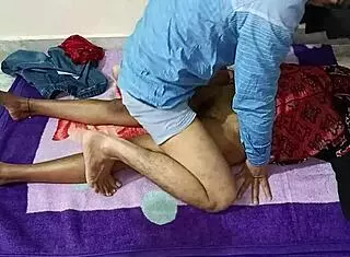 sexy housewife in bedroom with young friend and husband, dirty brunette girlfriend