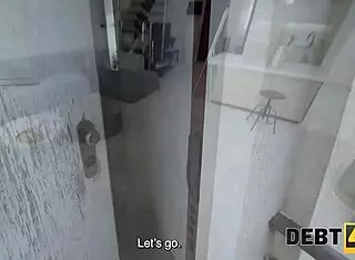 Debt fuck with shaved pussy in POV