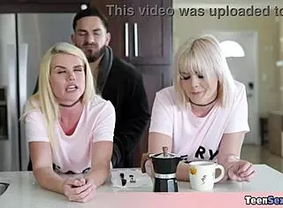 Blonde wife and stepdaughter enjoy wild machine fucking day