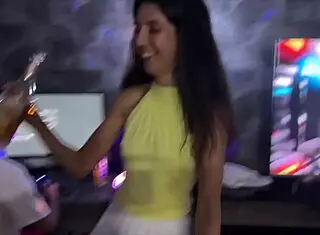 unfaithful wife fucks at party with strangers, cuckold watches.