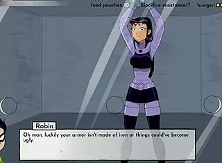 18titans part 12 features cumming on blackfire in hentai anime with black teen cartoon game.