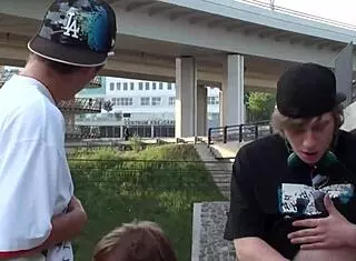 Is this cute teen Alexis Crystal bold enough for public threesome on the street?