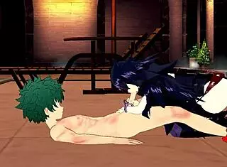 Deku and Midnight have hentai sex with blowjob and cumshot