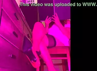 paulette lerouge dangles her sexy high heels in stockings for a fetish show