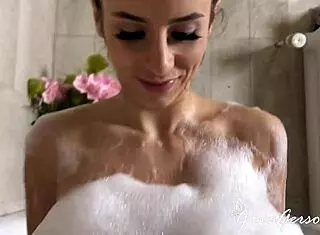 nelly kent and gina gerson kiss and touch in bathroom