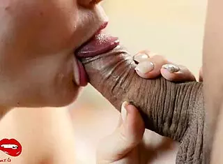 Russian babe's mouth licked and creampied close up