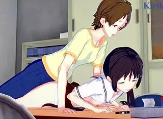 hanako honda and chisato higuchi intense futanari sex in asobi asobase hentai 😈