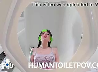 Kittycamtime surprised by human toilet in pov action