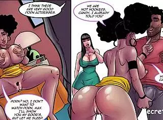 Candy fingers herself watching friend.