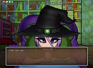 witch rides cowgirl in hornycraft parody game with big tits