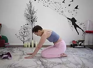 Yoga lesson turns steamy with cute shaved babe guiding me! 🧘‍♀️🔥