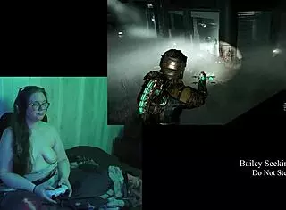 Look at these big natural tits bouncing while I play Deadspace naked!