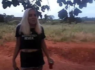 i fucked the blonde teen on the road in public