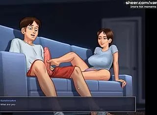 Hot blowjob and footjob on cam from sexy roommate in summertime saga gameplay part 2