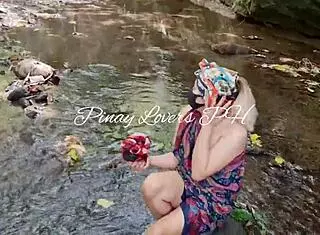 Horny Pinay Ganda Bent Over in River Scandal Fuck