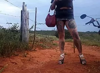 i fucked the blonde teen on the road in public