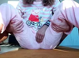 Horny Petite Stepsister Teased with Small Tits in Pajamas!