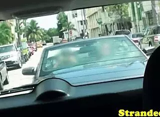 blonde hitchhiker gets cumshot in outdoor public pov