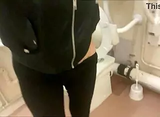 so, this cute wife pisses in public with her horny friend. pov closeup masturbation.