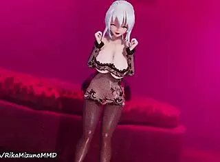 I-I can't stop watching yowane haku's sexy striptease in this hentai video