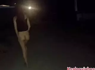 Taking My Wife For A Pantyless Walk On The Night Beach