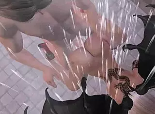 3D Succubus Seduces In Shower With Outdoor Public Sex And Monster Tits