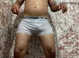 I took off my white underwear in the shower for masturbation