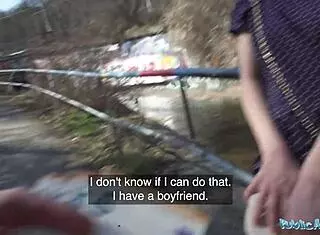 public agent catches horny blonde flasher for tunnel pussy creampie