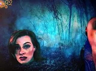 halloween demon roleplay with fishnets and body stockings lingerie