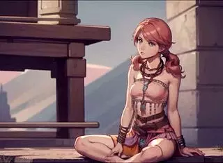 AI-generated Oerba Dia Vanille from Final Fantasy XIII in hentai style