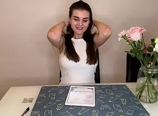 stepmom cums so hard over pants, caught by stepson in office!