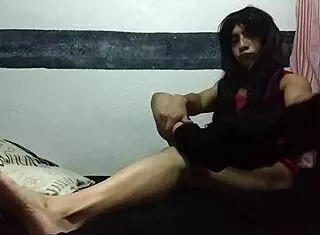 mexican latina ladyboy touches her cock in homemade amateur video