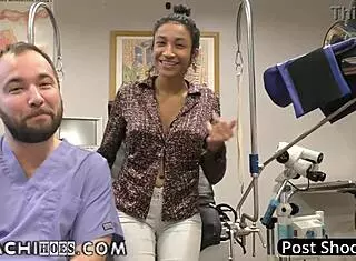 Freshman Miss Mars gets wand orgasms from Doctor Tampa in college physical.