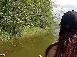 Outdoor river trip turns intimate for couple.