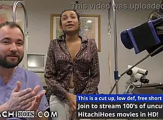 Freshman Miss Mars gets wand orgasms from Doctor Tampa in college physical.