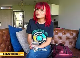 i'm a petite latina redhead gettin' pounded by big cock in castin, deepthroat an' ridin' him pov