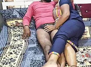 Indian Chachi in Blue Salwar Moans While Riding  