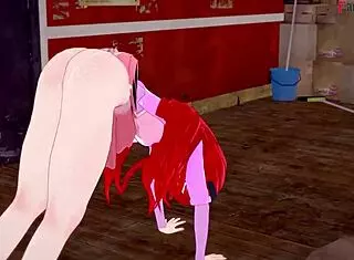 eris gives a blowjob at the gym in this see-through fantasy hentai