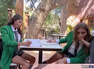 Petite University Teens Rock Free Fuck Day Promotion Outdoors