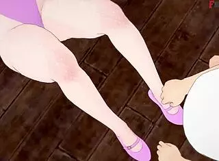 eris gives a blowjob at the gym in this see-through fantasy hentai