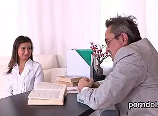 Young Bookworm Teased and Reamed by Older Teacher Hard