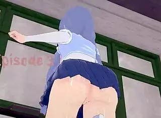 eris gives a blowjob at the gym in this see-through fantasy hentai