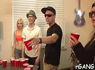 nasty gang bang with cum in mouth and blowjobs in pov