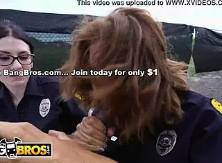 lucky suspect tangled with sexy milf cops, getting big black cocks and interracial group action