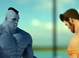 Gay heroes in Sodomysquad suck and fuck, ass licking, jerking off, face fucking monster cock