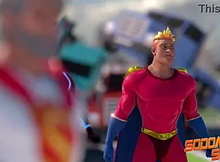 Gay heroes in Sodomysquad suck and fuck, ass licking, jerking off, face fucking monster cock