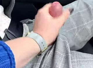 Blowjob While Driving Car Risky Public Fun. Big Tits POV Handjob.