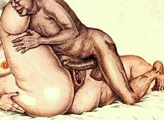 Vintage Erotic Drawings Featuring Antique Retro Hentai Anime Cartoon Scenes