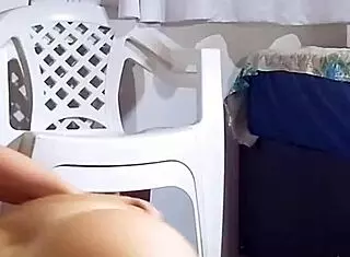 Exhibitionism in the Recording Section with Giant Dildo